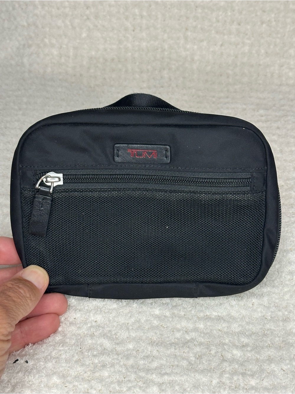 Tumi Black Travel Toiletry Pouch with Mesh Front Pocket